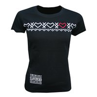 Tričko dámske Čičmany srdcia čierne KR - XL